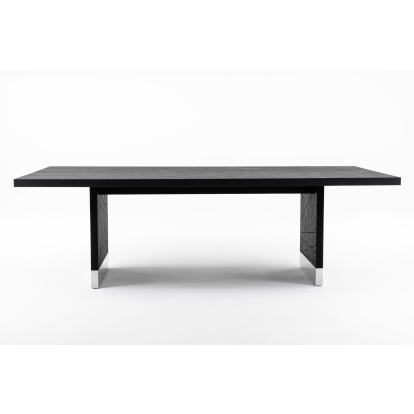 Modrest Kenda Modern Black Ash + Stainless Steel Dining Table Black Dining Table 81199 VGVCT2355-BLK
