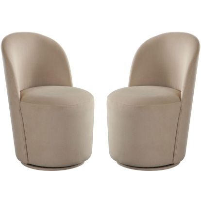 Diamond Sofa KENDALLCHLCA2PK Kendall Dining Accent Swivel Chair Light Camel Velvet (Set of 2)