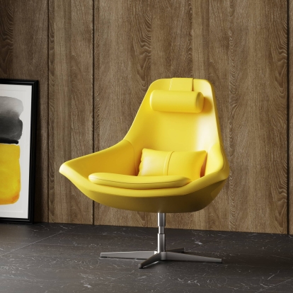 Modern Kenora Modern Yellow Eco-Leather Accent Chair  Yellow Lounge Chair 76728 VGBNEC-096