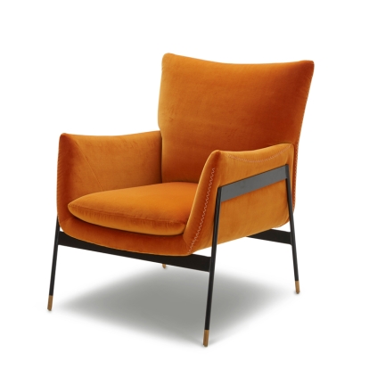 Divani Casa Joseph Modern Orange Fabric Accent Chair Orange Lounge Chair 74749 VGKKKF.A002-ORG
