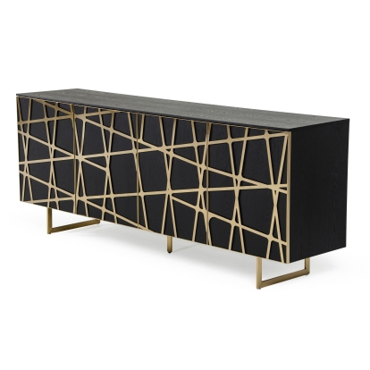 Modrest Kilson Modern Black Oak & Champagne Gold Buffet Black Buffet 77715 VGVCG1819-WG-BUF