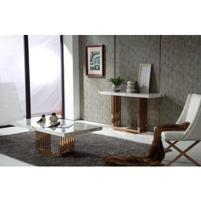 Modrest Kingsley Modern Marble & Rosegold Console Table White Console Table 70722 VGVCK8933