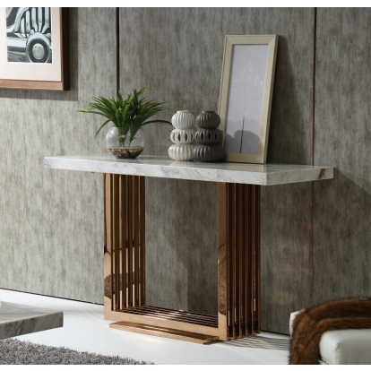 Modrest Kingsley Modern Marble & Rosegold Console Table White Console Table 70722 VGVCK8933