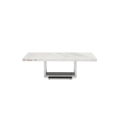 Modrest Kingsley Modern Marble & Stainless Steel Coffee Table White Coffee Table 75537 VGVCCT8933-STL