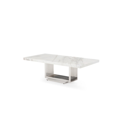Modrest Kingsley Modern Marble & Stainless Steel Coffee Table White Coffee Table 75537 VGVCCT8933-STL