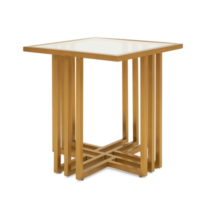 Modrest Kodiak Glam Clear Glass and Gold Glass End Table Gold End Table 76916 VGODLZ-210E