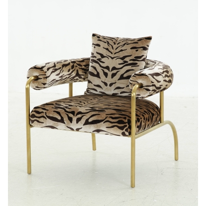 Modrest Kola Gold Zebra Print Accent Chair Gold Lounge Chair 79526 VGODZW-21051-GOLD-CH