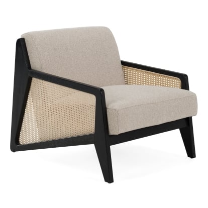 LA Furniture Kratz Modern Beige Fabric + Rattan + Black Walnut Accent Chair VGRH-RHT-825027-BGE Contemporary Style by Vig Furnitrue Number 83487 Catch Home Goods