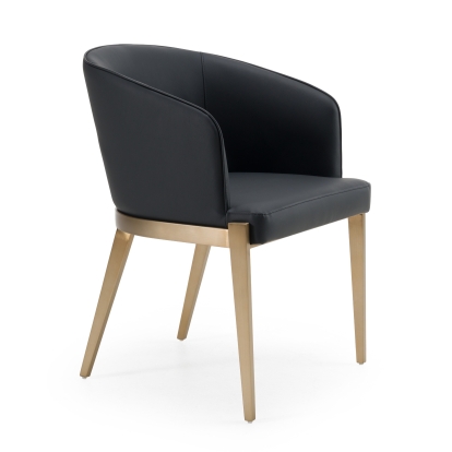 Modrest Kravitz Modern Dark Grey Vegan Leather + Antique Brass Dining Chair Dark Grey Dining Chair 81459 VGGAGA-6206CH-1-GRY