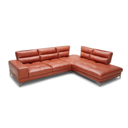 Divani Casa Kudos Modern Cognac RAF Chaise Sectional Sofa Cognac Sectional Sofa 77839 VGKK5309-RAF-SECT