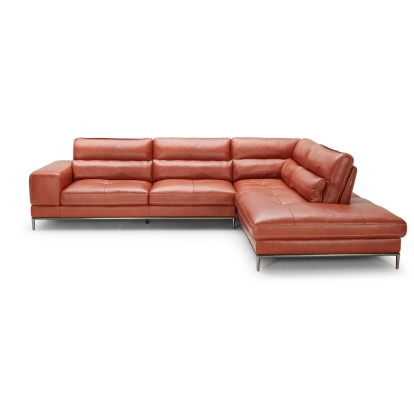 Divani Casa Kudos Modern Cognac RAF Chaise Sectional Sofa Cognac Sectional Sofa 77839 VGKK5309-RAF-SECT