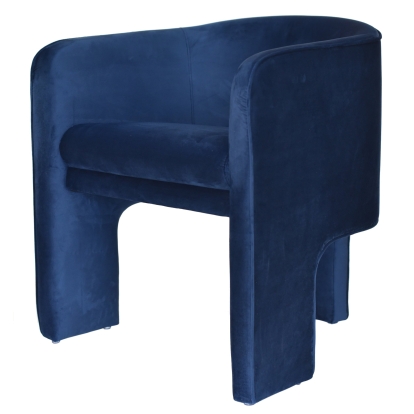 Modrest Kyle Modern Blue Velvet Accent Chair Blue Lounge Chair 79134 VGRHAC-235-BL-CH