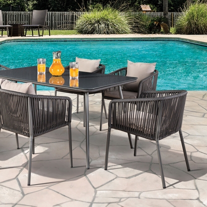 Furniture Of America Tushari Contemporary Dark Gray-Light Gray 8 Pc. Outdoor Dining Set Model LA-A020LG-7PC