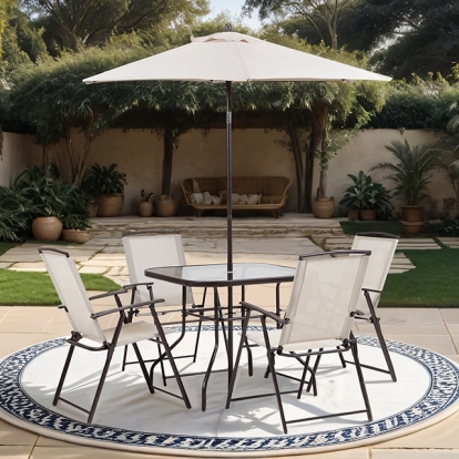 Furniture Of America Fallone Transitional Beige 7 Pc. Outdoor Dining Set Model LA-D004BR-6PK-Chair