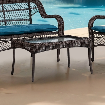 Furniture Of America Oliveri Contemporary Brown Wicker Coffee Table Model LA-L008DT