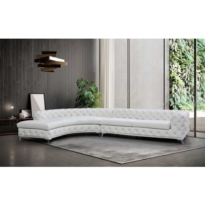 DIvani Casa Kohl Contemporary White LAF Curved Shape Sectional Sofa with Chaise White Sectional Sofa 79637 VGEV-2179-WHT-LAF-SECT