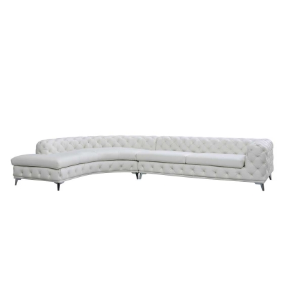 DIvani Casa Kohl Contemporary White LAF Curved Shape Sectional Sofa with Chaise White Sectional Sofa 79637 VGEV-2179-WHT-LAF-SECT