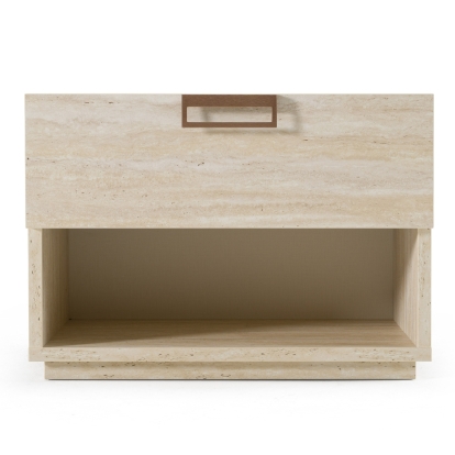 Lamod Italia Lago Modern Faux Travertine Nightstand Beige Nightstand 83323 VGAC-LAGO-NS