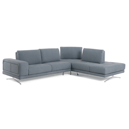 Lamod Italia Mood Contemporary Blue Leather Right Facing Sectional Sofa Blue Sectional Sofa 78634A|80888 VGCCMOOD-SPAZIO-BLUE-RAF