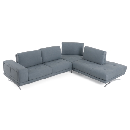 Lamod Italia Mood Contemporary Blue Leather Right Facing Sectional Sofa Blue Sectional Sofa 78634A|80888 VGCCMOOD-SPAZIO-BLUE-RAF