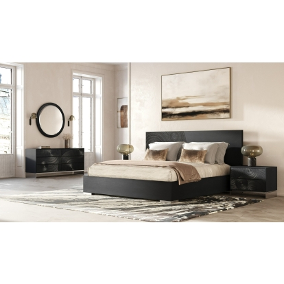 Lamod Cirque Modern Black Ash 4-Piece Bedroom Set Black Bedroom Set 85633 VGVC-BD2368-4PC-SET