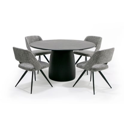 LA Furniture Lander Modern Mid Century Black Oak Round Dining Table VGDW-J3630-1-BLK Contemporary Style by Vig Furnitrue Number 80419 Catch Home Goods