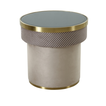 Modrest Larry Glass + Gold Accent End Table Gold End Table 79527 VGODLZ-246E-GOLD-ET