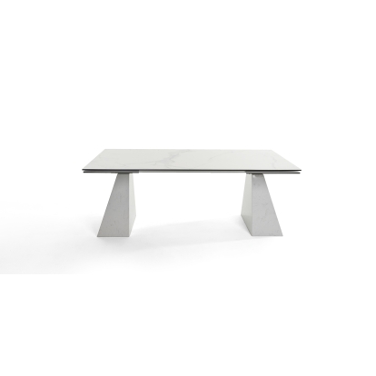 Modrest Latrobe Modern White Ceramic Quartz 118" Extendable Dining Table White Dining Table 79214 VGYFDT8765-5C-WHT-DT