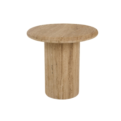 Modrest Lavaca Modern Travertine Marble Round End Table Beige End Table 82019 VGBR-SBA-4799RD