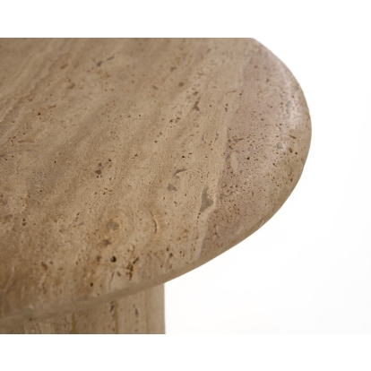 Modrest Lavaca Modern Travertine Marble Round End Table Beige End Table 82019 VGBR-SBA-4799RD