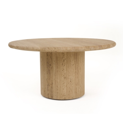 Modrest Lavaca Modern Travertine Marble Round Coffee Table Beige Coffee Table 82020 VGBR-SBA-4800-CTSM