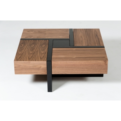 LA Furniture Makai Modern Walnut & Black Square Coffee Table VGBBLE624E Contemporary Style by Vig Furnitrue Number 73202A Catch Home Goods