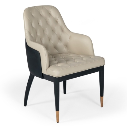 LA Furniture Leeds Glam Beige and Black Dining Chair VGVCB8966W Contemporary Style by Vig Furnitrue Number 77359 Catch Home Goods