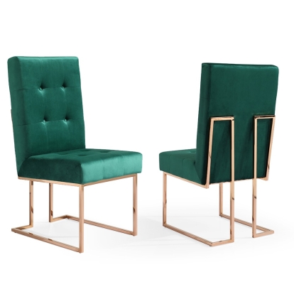 Modrest Legend Modern Green Velvet & Rosegold Dining Chair (Set of 2) Green Dining Chair 77330Z VGVCB012-GRN