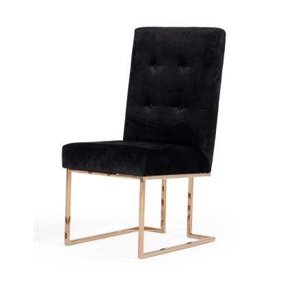 Modrest Legend Modern Black & Rosegold Dining Chair (Set of 2) Black Dining Chair 77292Z VGVCB012-BLK-DC