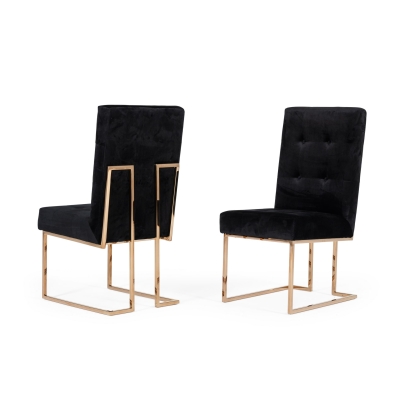 Modrest Legend Modern Black & Rosegold Dining Chair (Set of 2) Black Dining Chair 77292Z VGVCB012-BLK-DC