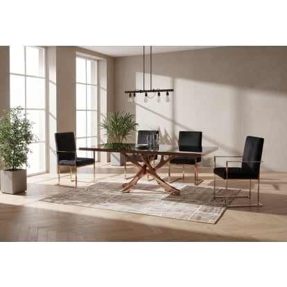 LA Furniture Legend Modern Black Glass & Rosegold Dining Table VGVCT8222-G22-BLK Contemporary Style by Vig Furnitrue Number 77367 Catch Home Goods