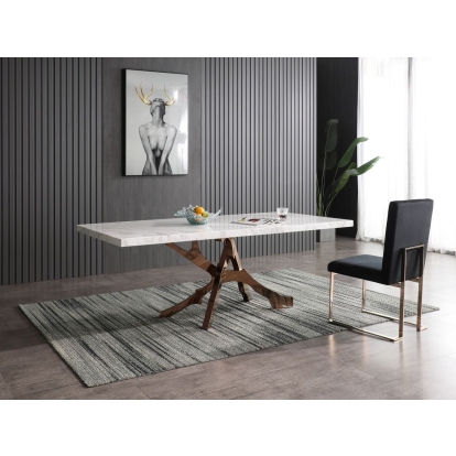 Modrest Legend Modern White Marble & Rosegold Dining Table White Dining Table 77368 VGVCT8222-M20-WHT-DT