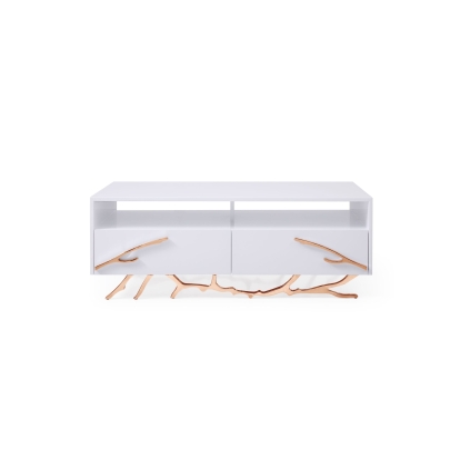Modrest Legend Modern White & Rosegold Coffee Table White Coffee Table 78116 VGVCCT8111-WHTX-RGOLD-CT