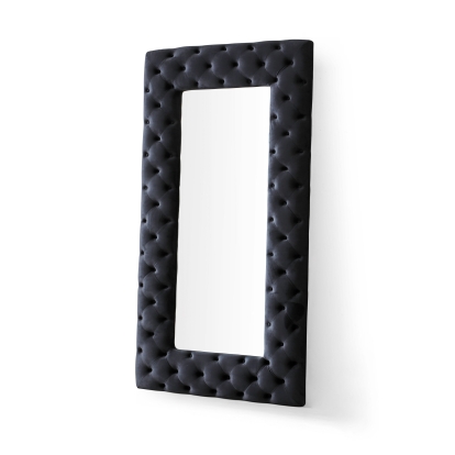 Modrest Legend Transitional Black Velvet Floor Mirror Black Mirror 78517 VGVCJ8111-3H-BLK-MIR
