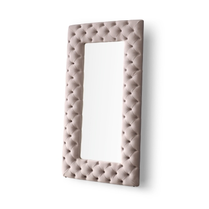 Modrest Legend Transitional Grey Velvet Floor Mirror Grey Mirror 78577 VGVCJ8111-3H-GRY-MIR
