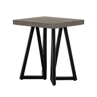 Modrest Richmond Modern Concrete & Black Metal End Table Grey End Table 76136 VGLBLENO-LT50-01