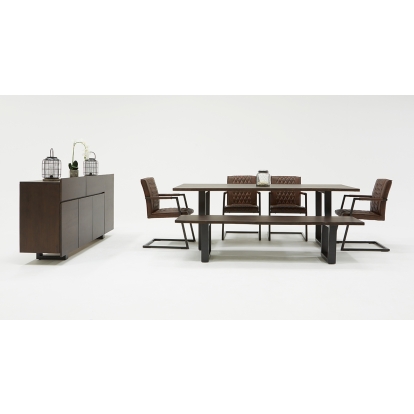 Modrest Leon Modern Umber Wood Live Edge Dining Table Brown Dining Table 75545 VGWH181120310