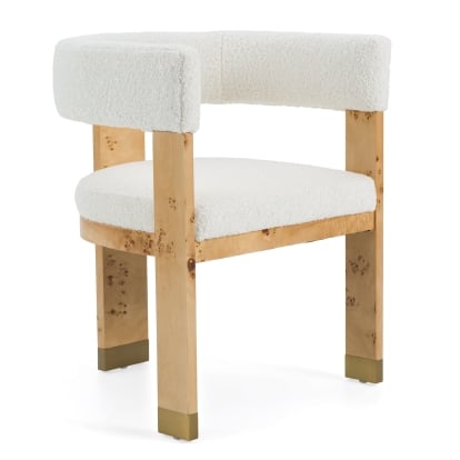 LA Furniture Letha Modern Cream Fabric + Burl Dining Chair VGMY-3805-AC-CRM Contemporary Style by Vig Furnitrue Number 82749 Catch Home Goods