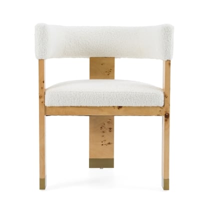 LA Furniture Letha Modern Cream Fabric + Burl Dining Chair VGMY-3805-AC-CRM Contemporary Style by Vig Furnitrue Number 82749 Catch Home Goods