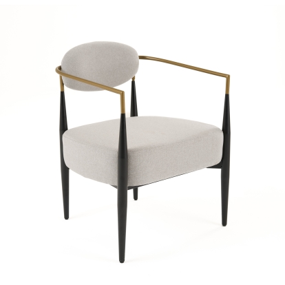 Modrest Liberty Modern Light Grey Fabric + Black & Gold Accent Chair Light Grey Accent Chair 81866 VGDW-L-C500-009