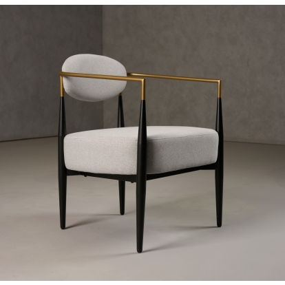 Modrest Liberty Modern Light Grey Fabric + Black & Gold Accent Chair Light Grey Accent Chair 81866 VGDW-L-C500-009