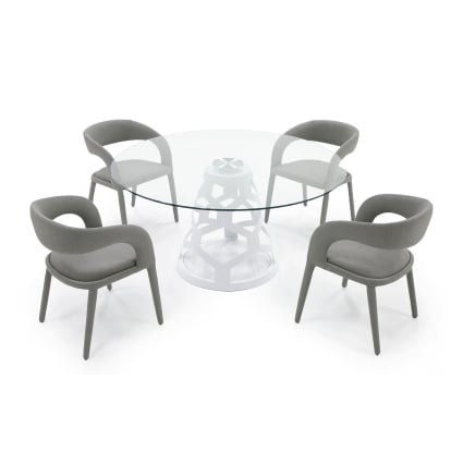 LA Furniture Lilly Modern 12mm Round Glass + White Dining Table VGNS-GD8800-12MM Contemporary Style by Vig Furnitrue Number 80134 Catch Home Goods