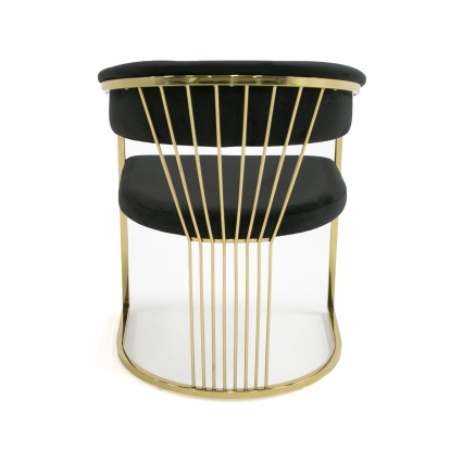 Modrest Linda Modern Black Velvet and Gold Dining Chair Black Dining Chair 79568 VGZA-Y429-BLK-DC