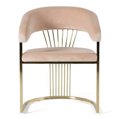 Modrest Linda Modern Beige Velvet and Gold Dining Chair Beige Dining Chair 80340 VGZA-Y429-BEI-DC